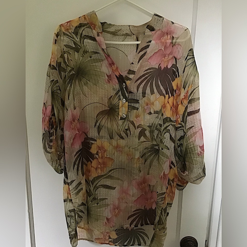 Tommy Bahama silk blouse, sheer, size M